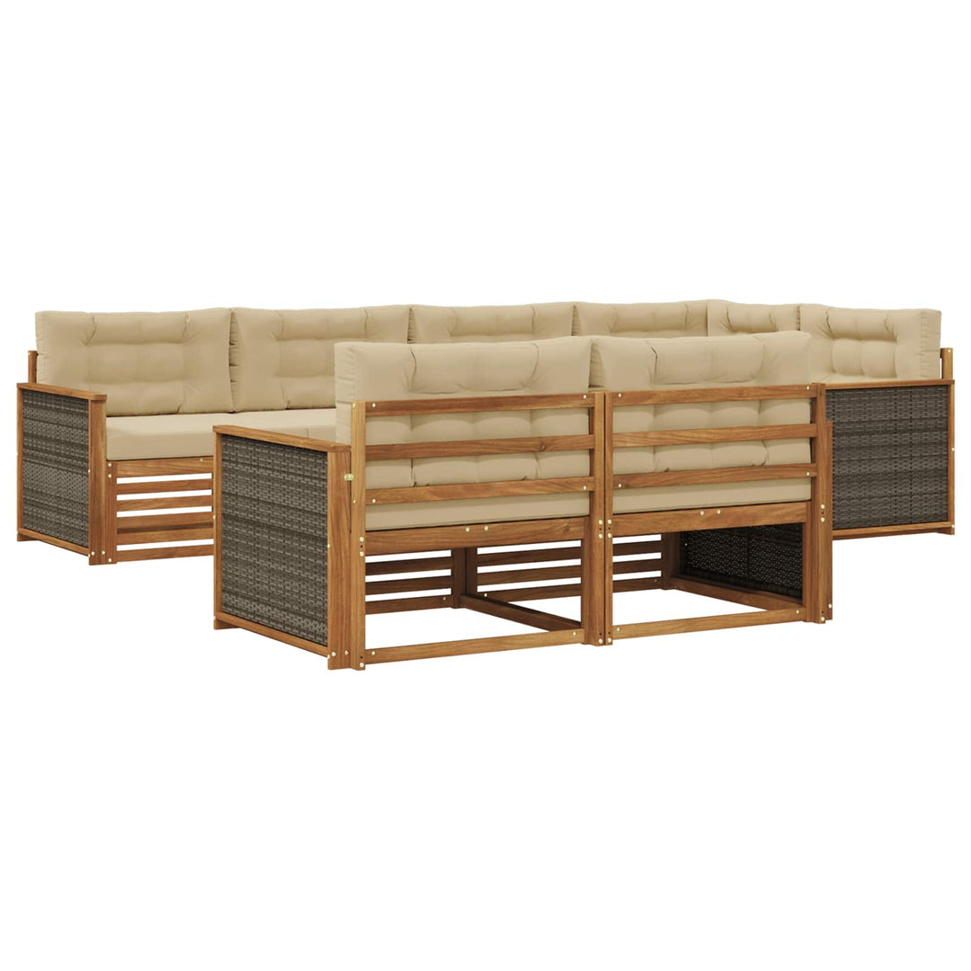 Udendørs sofagruppe med pude 7 pcs Naturlig og Beige
