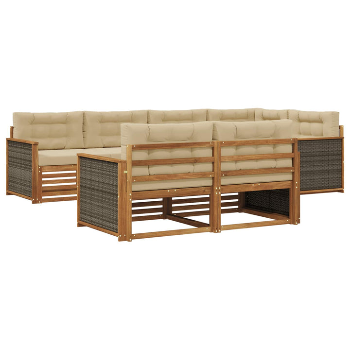 Udendørs sofagruppe med pude 7 pcs Naturlig og Beige