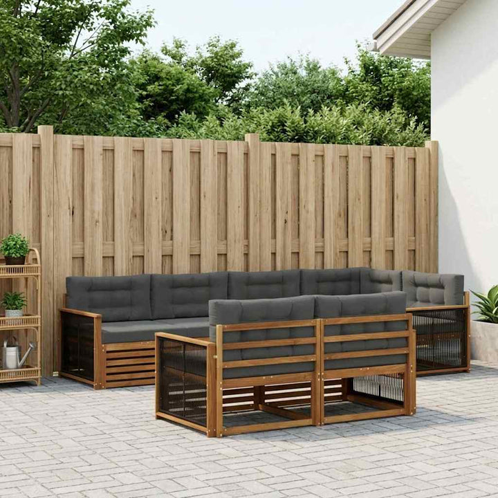 Udendørs sofagruppe med pude 7 pcs Naturlig og Antracit