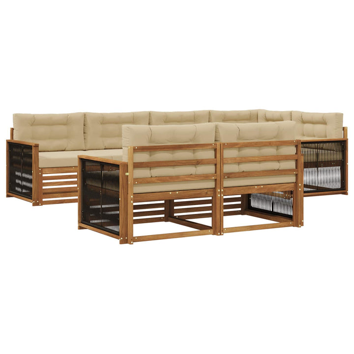 Udendørs sofagruppe med pude 7 pcs Naturlig og Beige