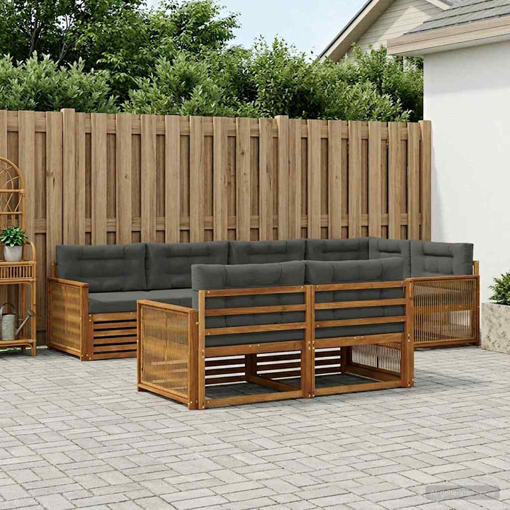 Udendørs sofagruppe med pude 7 pcs Naturlig og Antracit