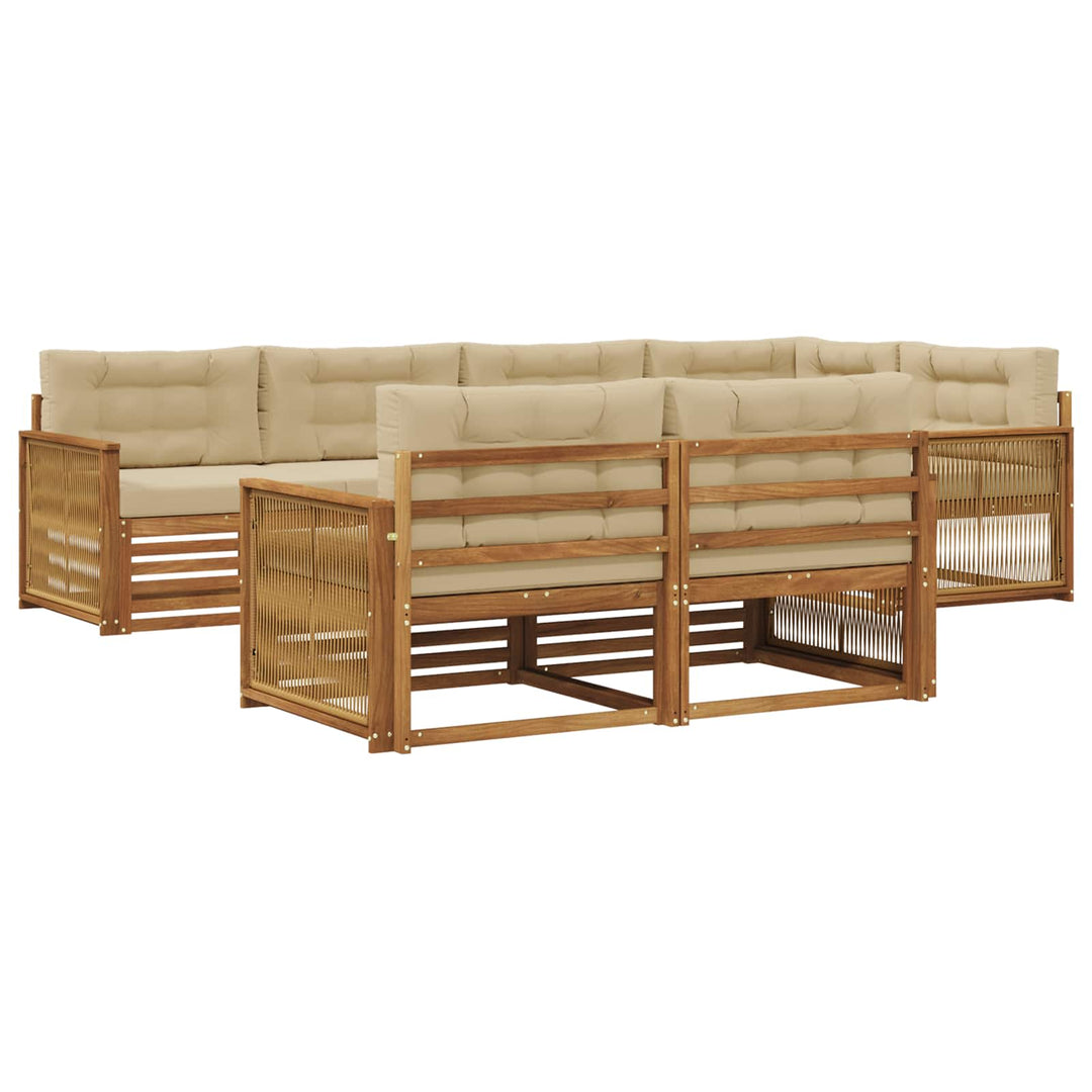Udendørs sofagruppe med pude 7 pcs Naturlig og Beige