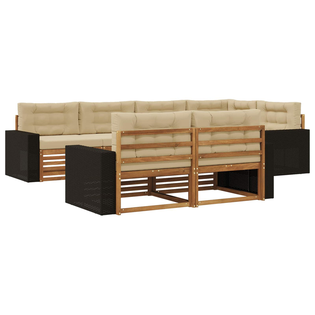 Udendørs sofagruppe med pude 7 pcs Naturlig og Beige