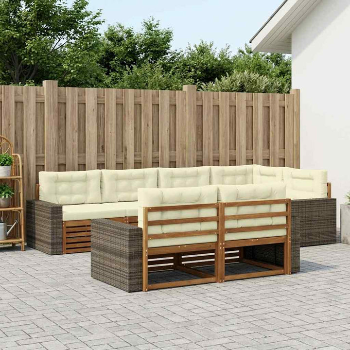 Udendørs sofagruppe med pude 7 pcs Naturlig og Fløde