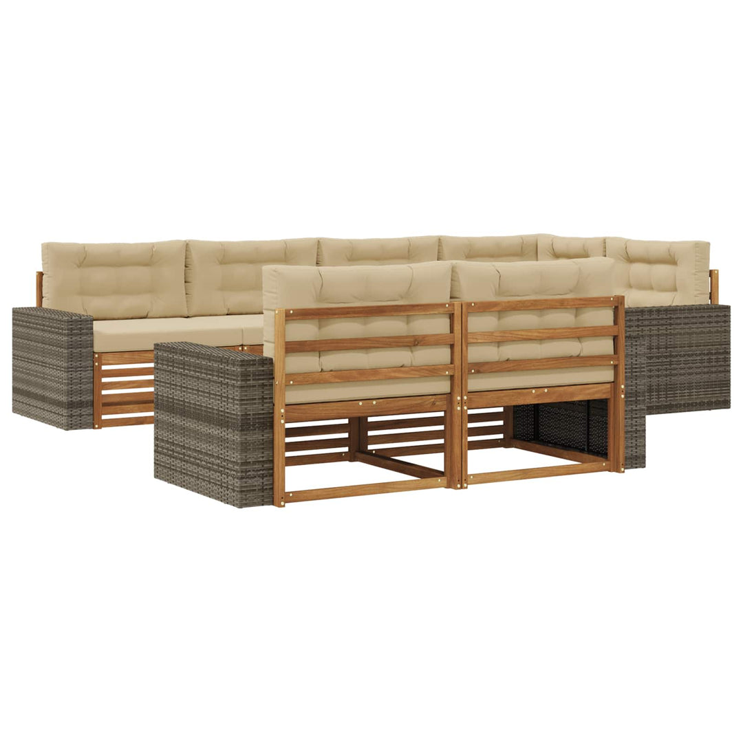 Udendørs sofagruppe med pude 7 pcs Naturlig og Beige