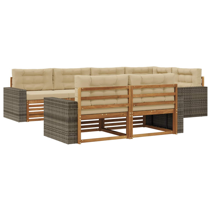 Udendørs sofagruppe med pude 7 pcs Naturlig og Beige