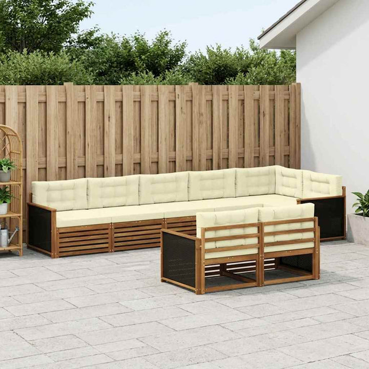 Udendørs sofagruppe med pude 8 pcs Naturlig og Fløde