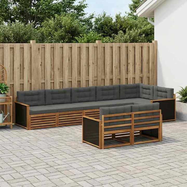 Udendørs sofagruppe med pude 8 pcs Naturlig og Antracit