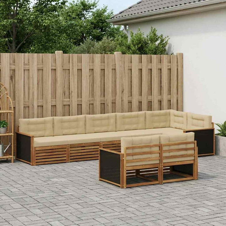 Udendørs sofagruppe med pude 8 pcs Naturlig og Beige