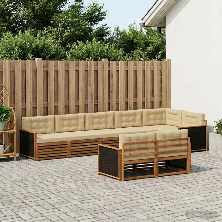 Udendørs sofagruppe med pude 8 pcs Naturlig og Beige