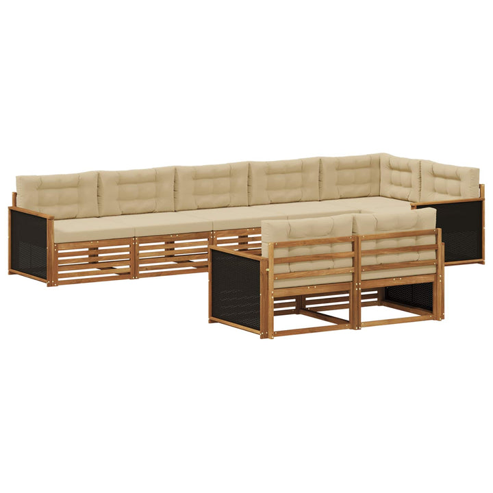 Udendørs sofagruppe med pude 8 pcs Naturlig og Beige