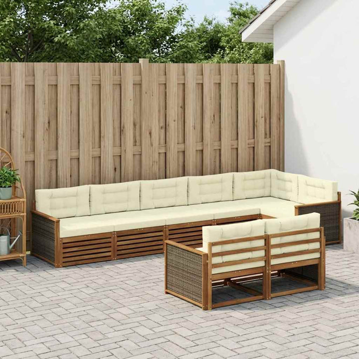 Udendørs sofagruppe med pude 8 pcs Naturlig og Fløde