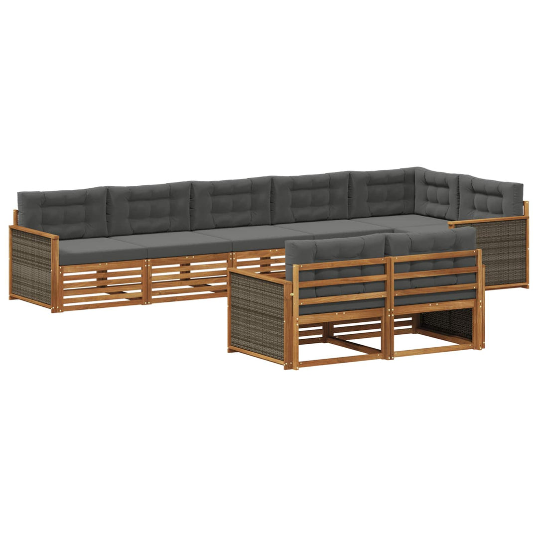Udendørs sofagruppe med pude 8 pcs Naturlig og Antracit