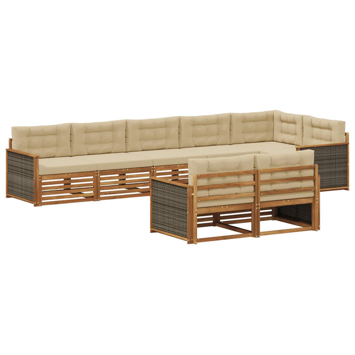 Udendørs sofagruppe med pude 8 pcs Naturlig og Beige