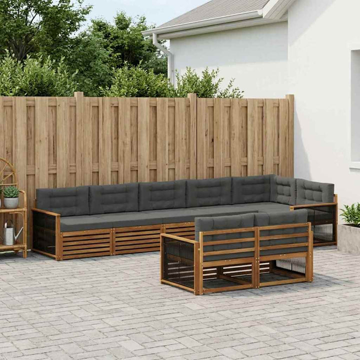 Udendørs sofagruppe med pude 8 pcs Naturlig og Antracit