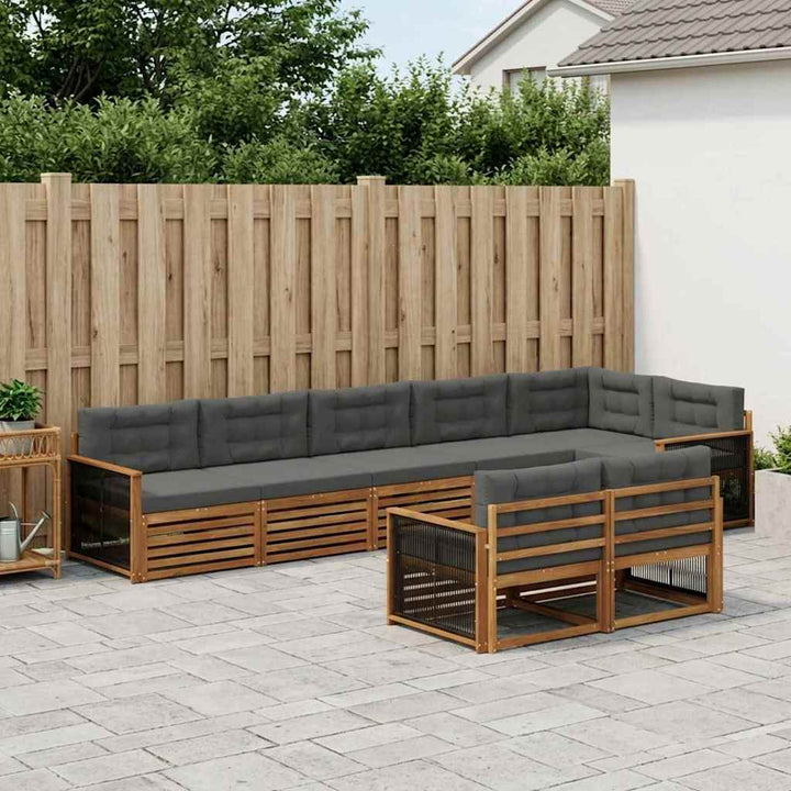 Udendørs sofagruppe med pude 8 pcs Naturlig og Antracit