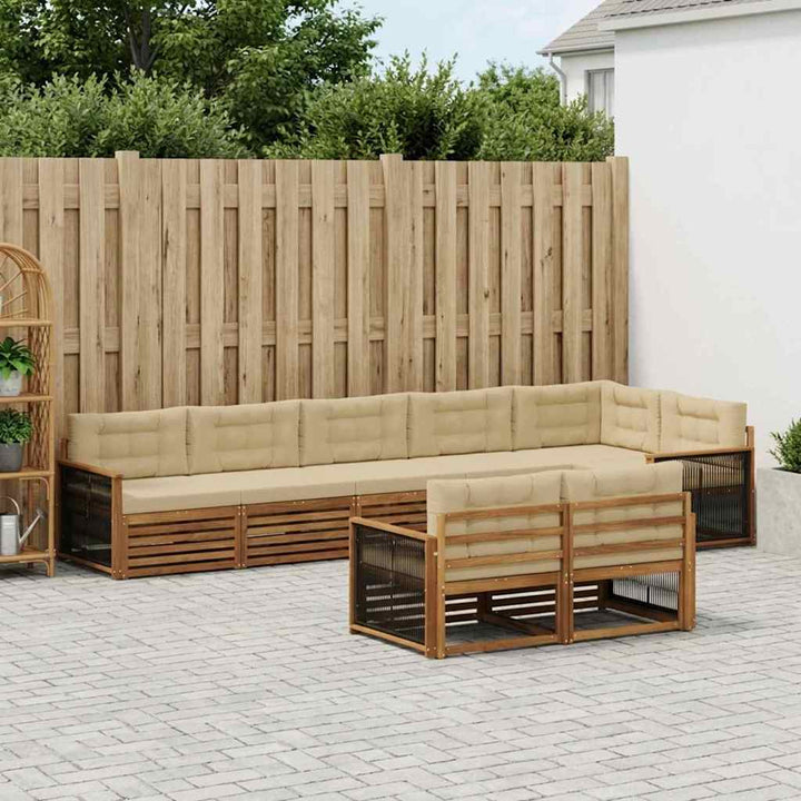 Udendørs sofagruppe med pude 8 pcs Naturlig og Beige