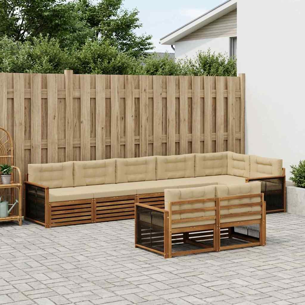 Udendørs sofagruppe med pude 8 pcs Naturlig og Beige
