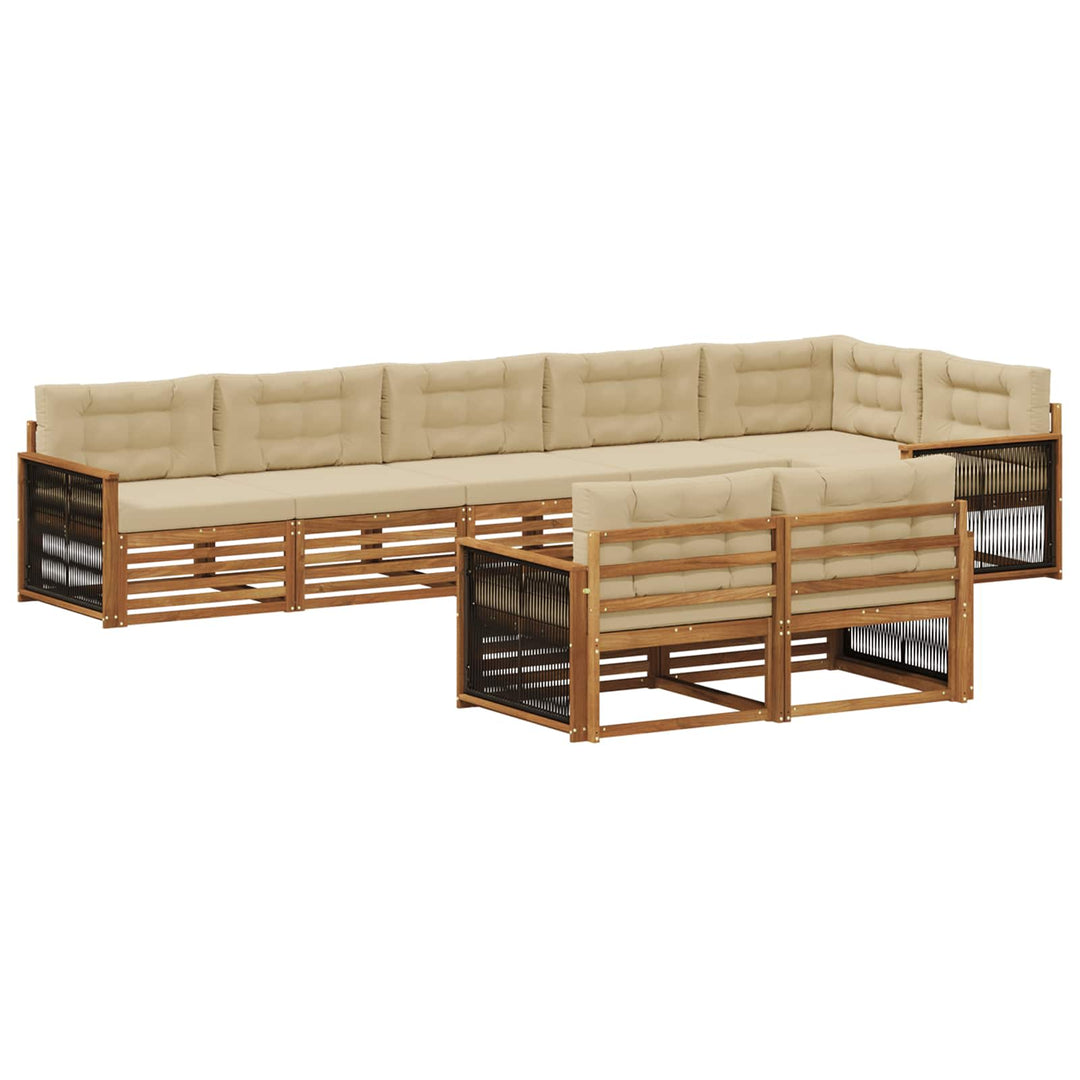 Udendørs sofagruppe med pude 8 pcs Naturlig og Beige