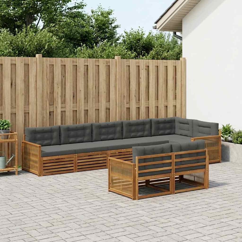 Udendørs sofagruppe med pude 8 pcs Naturlig og Antracit