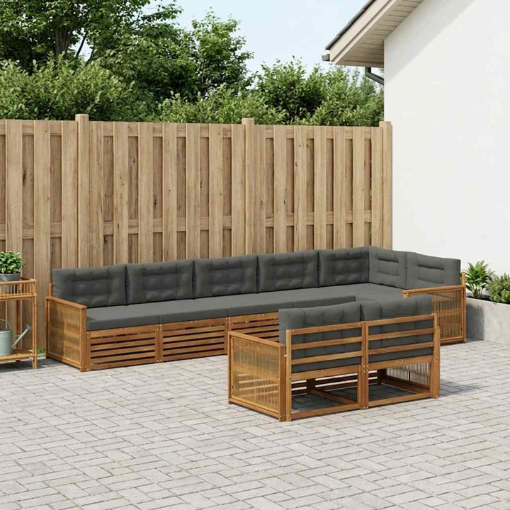 Udendørs sofagruppe med pude 8 pcs Naturlig og Antracit