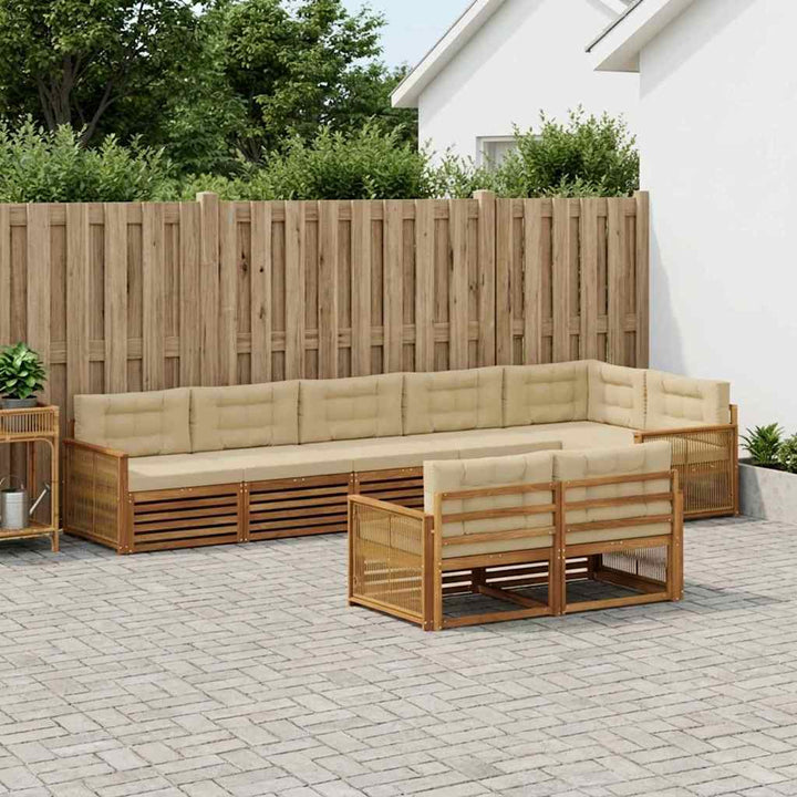Udendørs sofagruppe med pude 8 pcs Naturlig og Beige