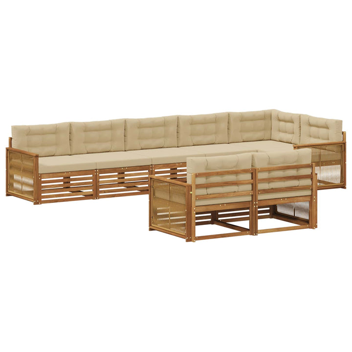 Udendørs sofagruppe med pude 8 pcs Naturlig og Beige