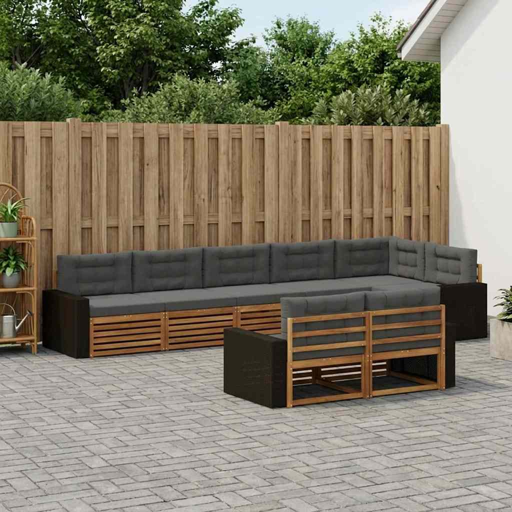 Udendørs sofagruppe med pude 8 pcs Naturlig og Antracit