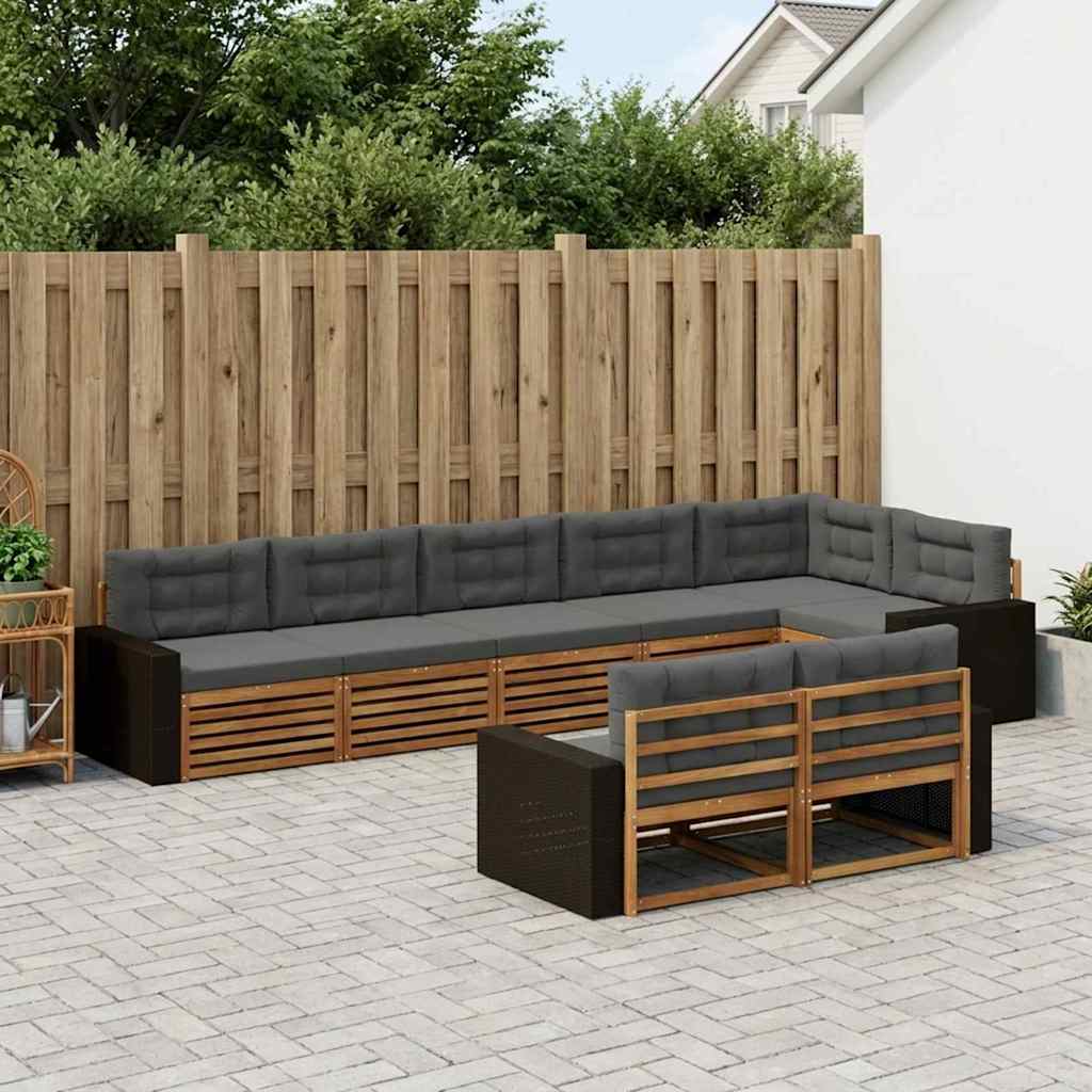 Udendørs sofagruppe med pude 8 pcs Naturlig og Antracit