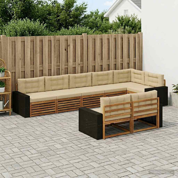 Udendørs sofagruppe med pude 8 pcs Naturlig og Beige