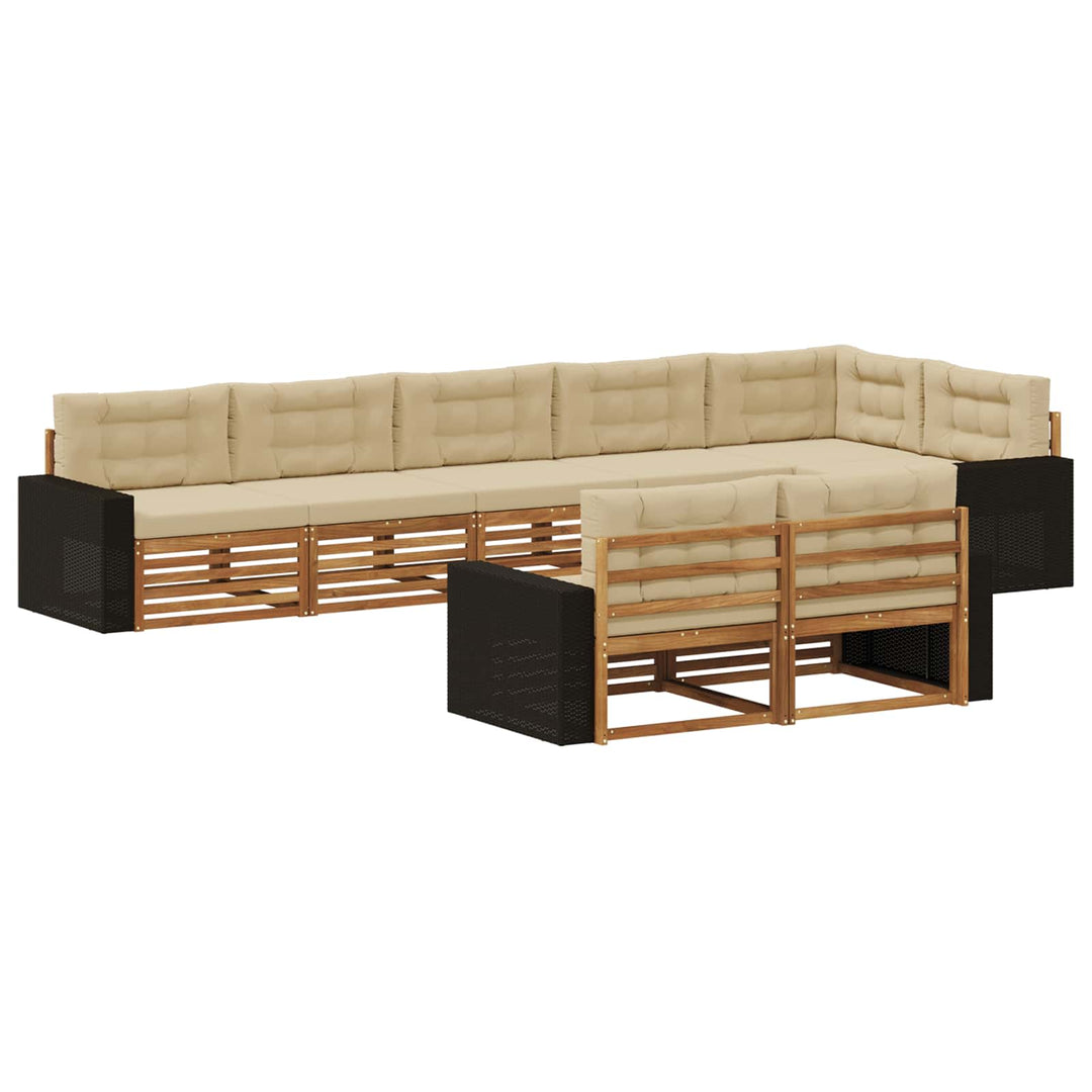 Udendørs sofagruppe med pude 8 pcs Naturlig og Beige
