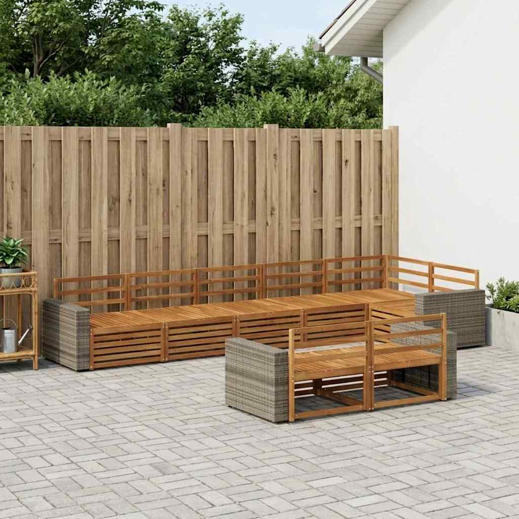 Udendørs sofagruppe 8 pcs Naturfarvet