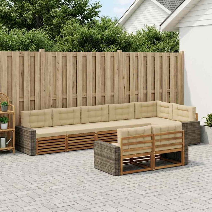 Udendørs sofagruppe med pude 8 pcs Naturlig og Beige