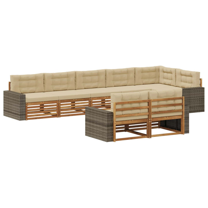 Udendørs sofagruppe med pude 8 pcs Naturlig og Beige