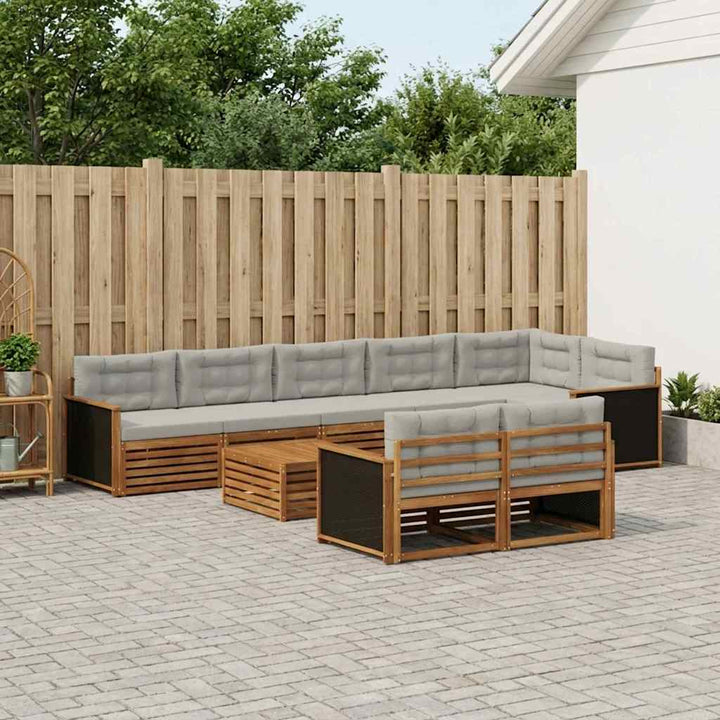 Udendørs sofagruppe med pude 9 pcs