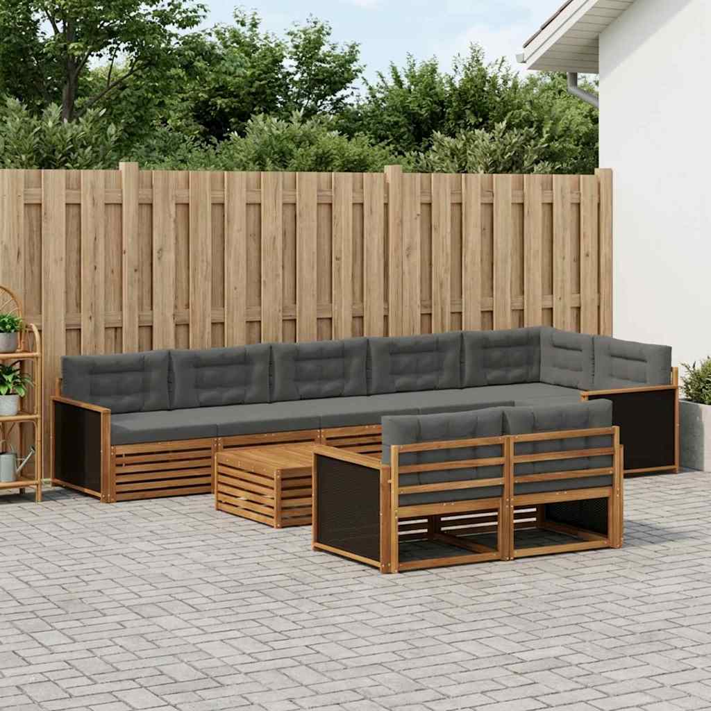 Udendørs sofagruppe med pude 9 pcs