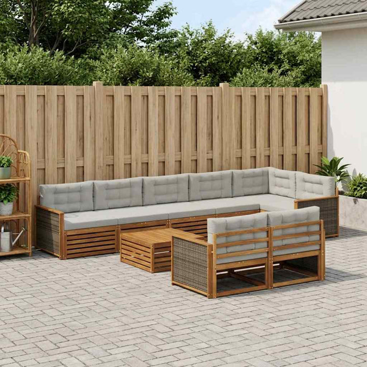 Udendørs sofagruppe med pude 9 pcs