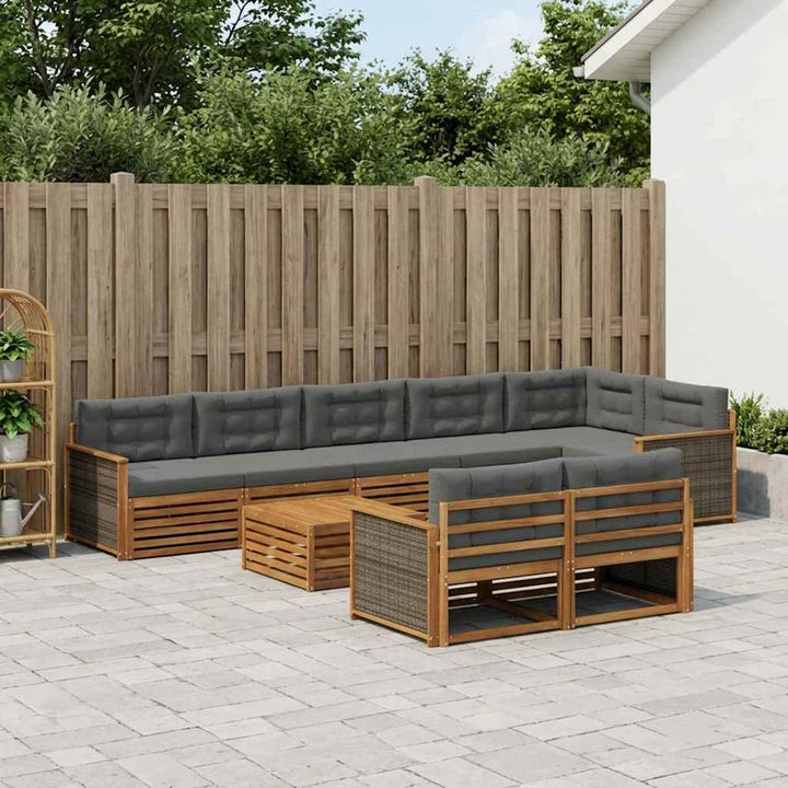 Udendørs sofagruppe med pude 9 pcs