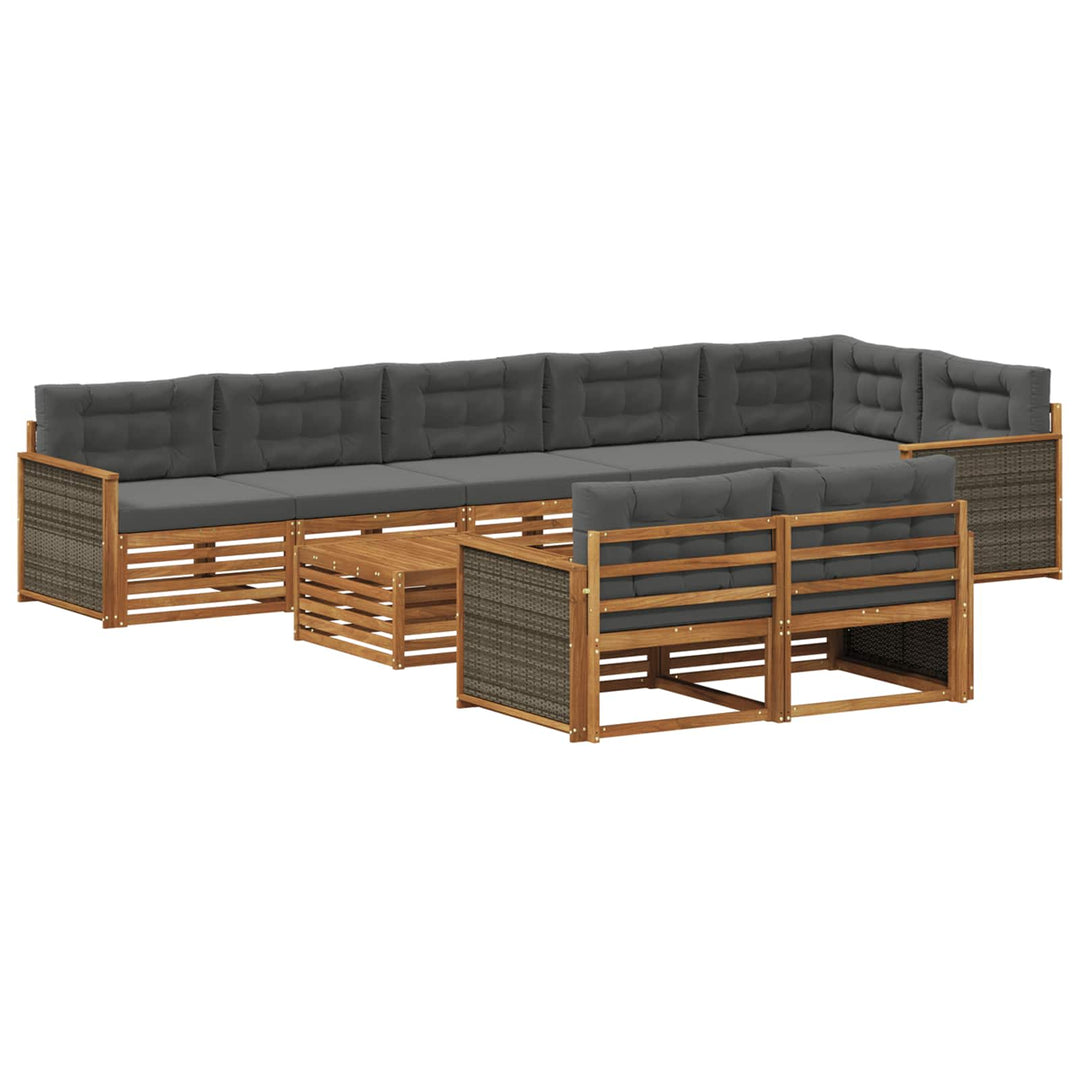 Udendørs sofagruppe med pude 9 pcs