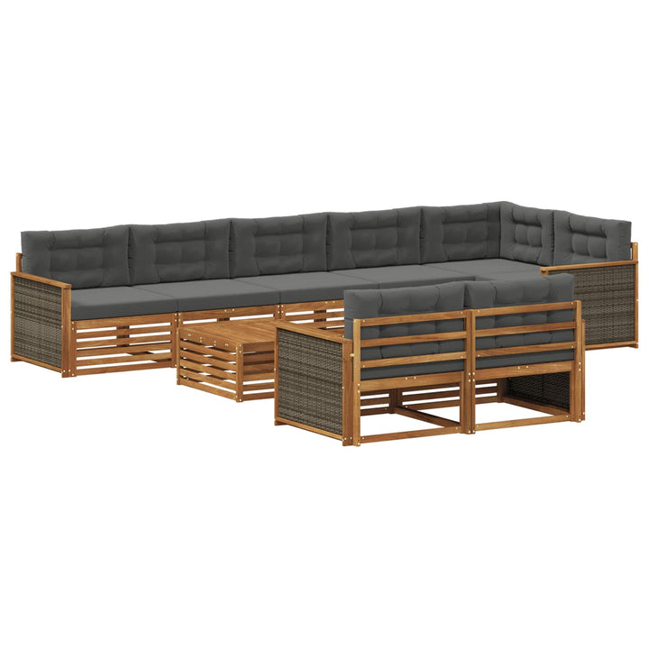 Udendørs sofagruppe med pude 9 pcs
