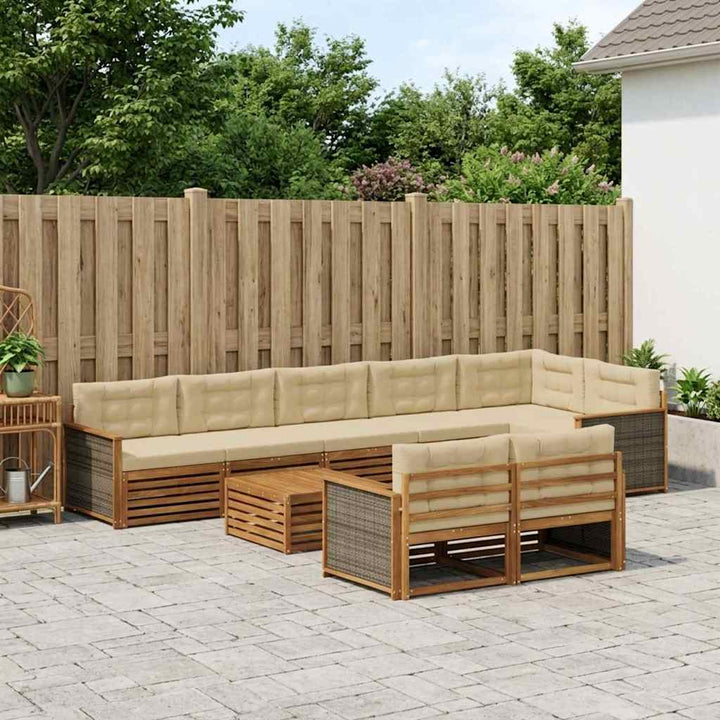 Udendørs sofagruppe med pude 9 pcs