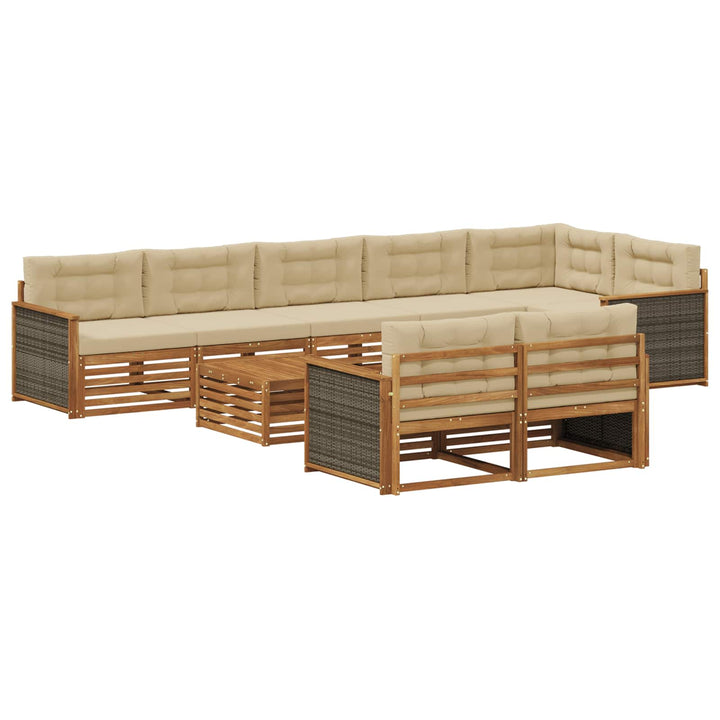 Udendørs sofagruppe med pude 9 pcs