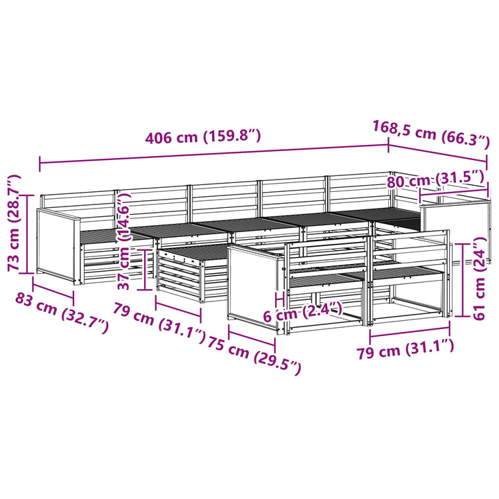 Udendørs sofagruppe 9 pcs