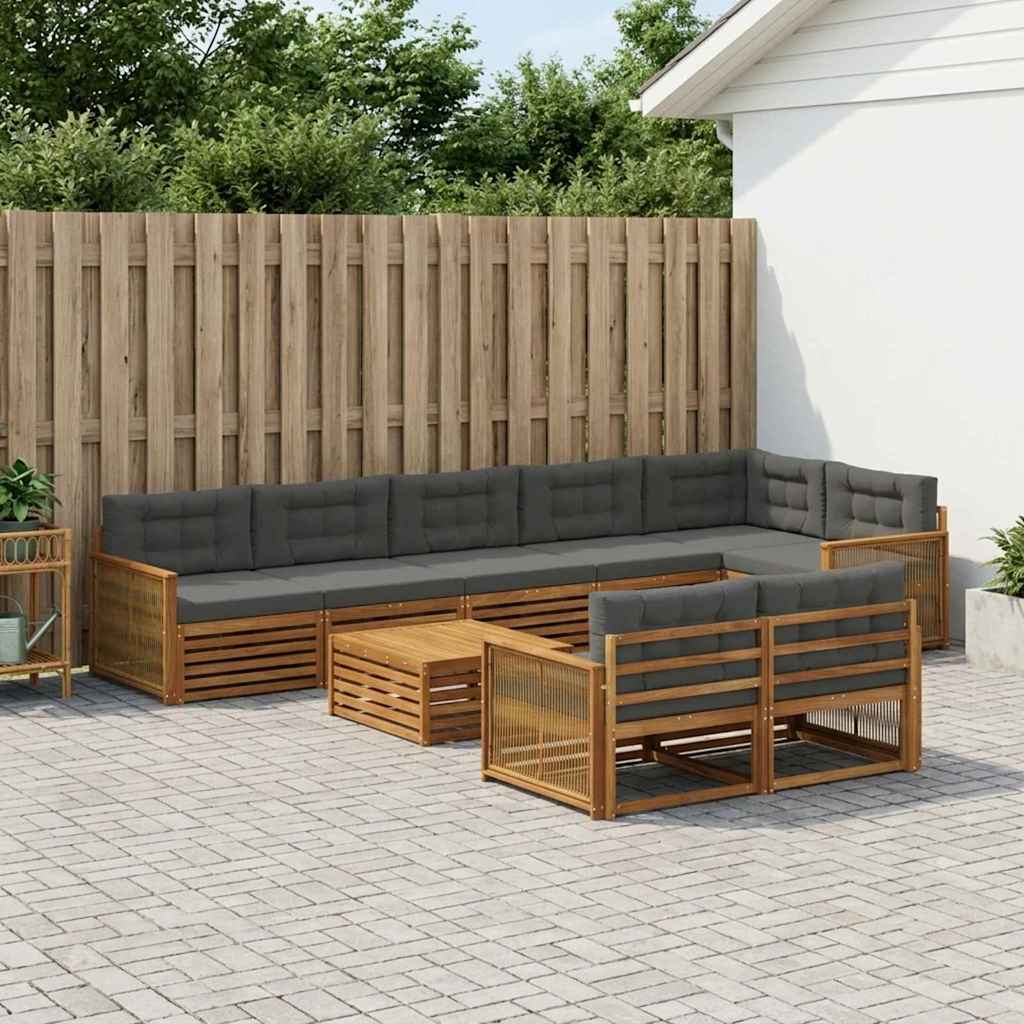 Udendørs sofagruppe med pude 9 pcs