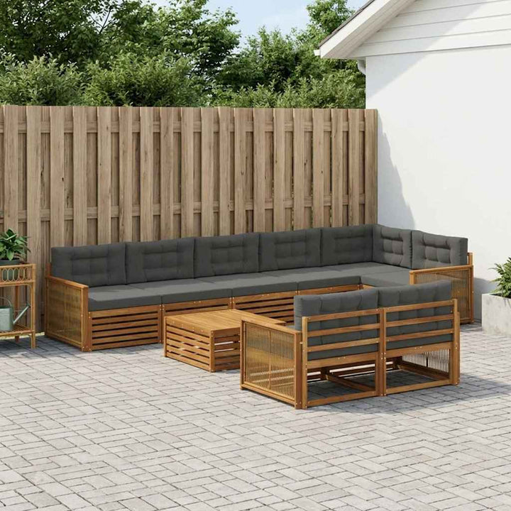Udendørs sofagruppe med pude 9 pcs