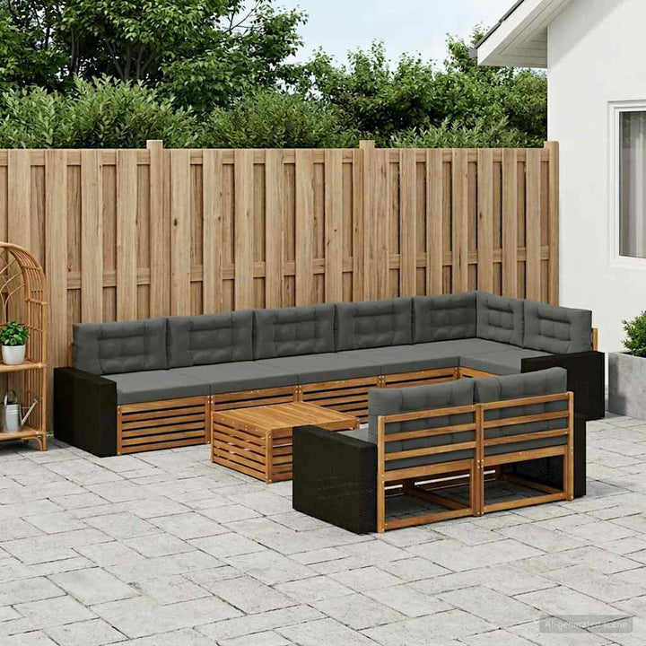 Udendørs sofagruppe med pude 9 pcs