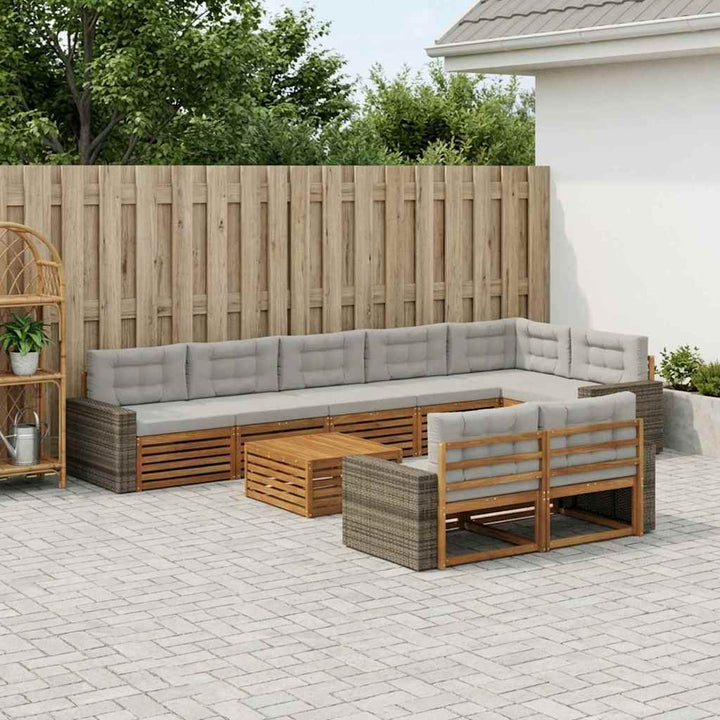 Udendørs sofagruppe med pude 9 pcs