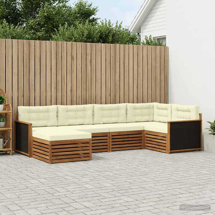 Udendørs sofagruppe med pude 6 pcs Naturlig og Fløde