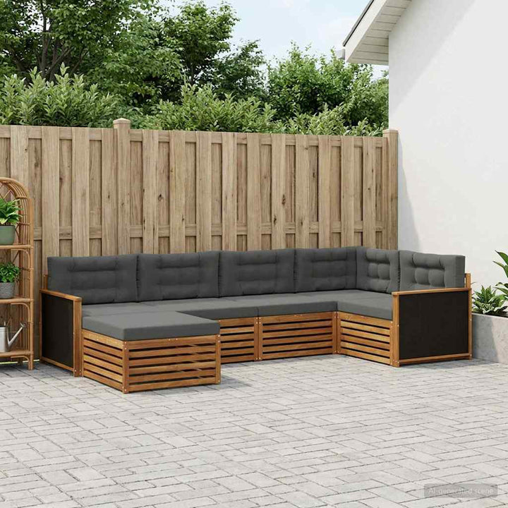 Udendørs sofagruppe med pude 6 pcs Naturlig og Antracit