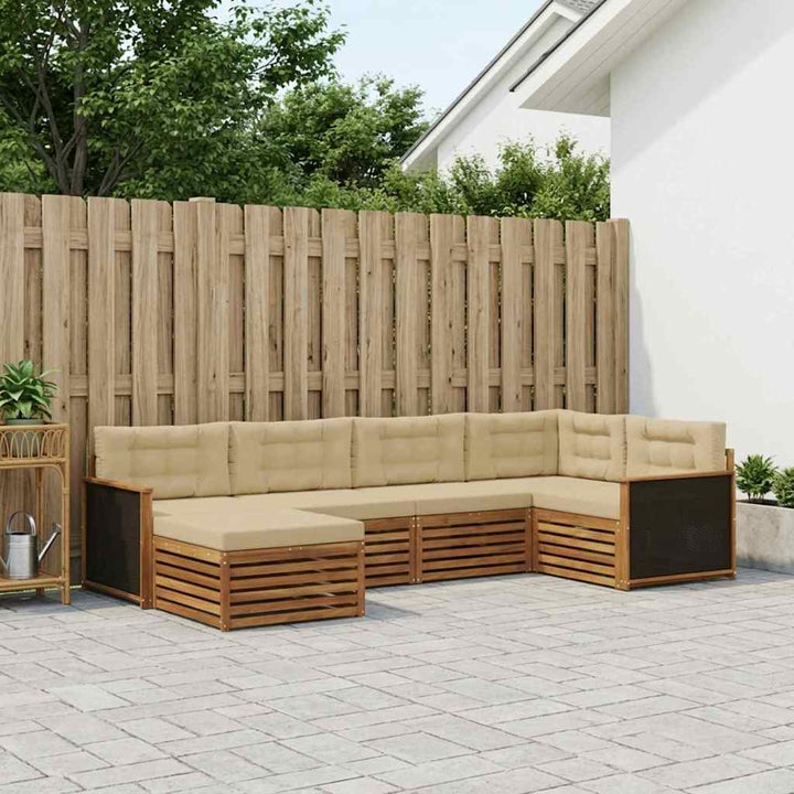 Udendørs sofagruppe med pude 6 pcs Naturlig og Beige